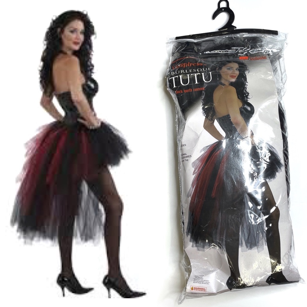 Halloween Gothic Vampire Witch Burlesque Tutu Skirt Black Red Tulle One Size
